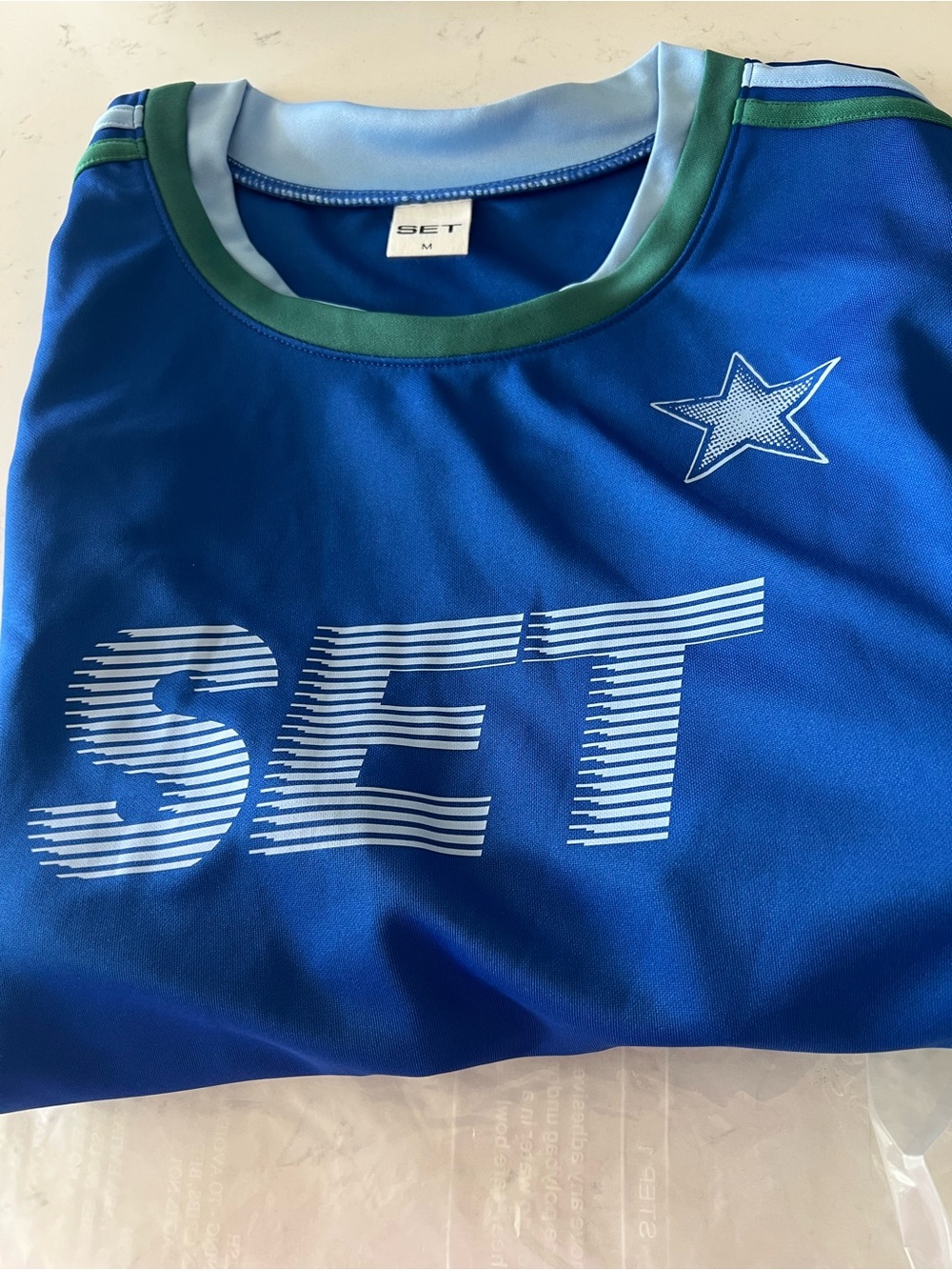 SET ACTIVE OLE Blue Tee with Star Detail